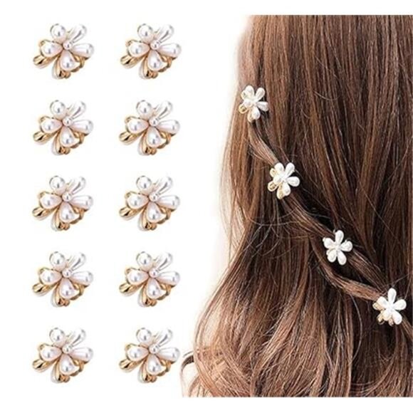Small Mini Pearl Claw Clips,10 Pcs Decorative Hair Accessories for Women & Girls - Picture 7 of 7